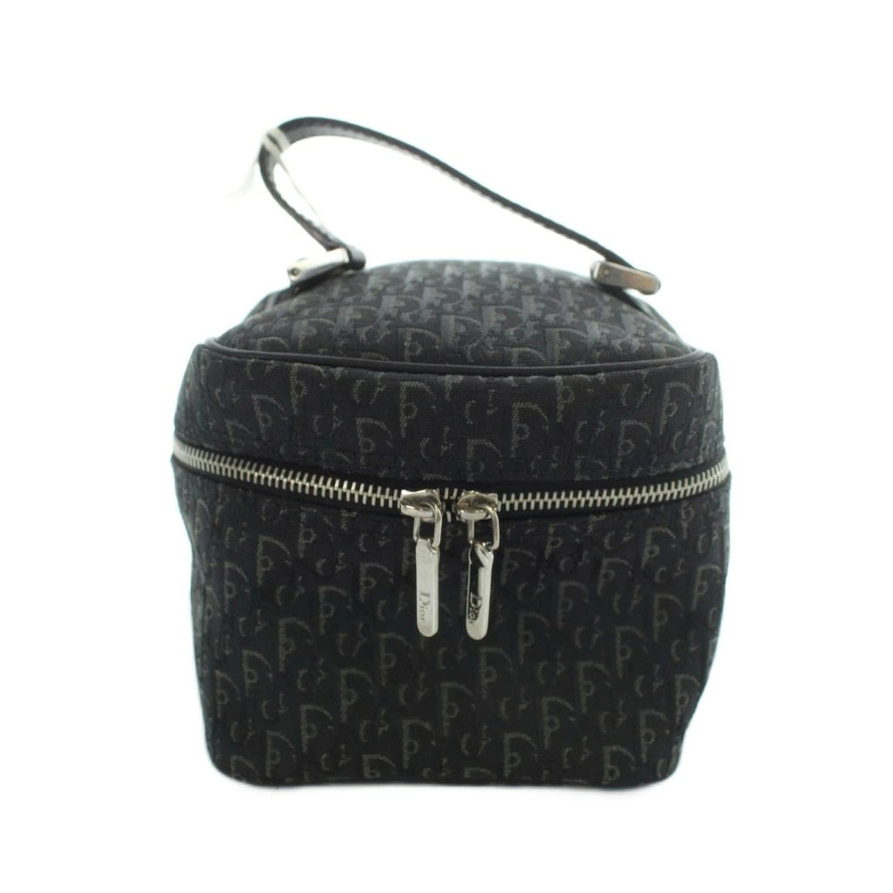 Christian Dior Pouch Clutch Vanity Case Accessory Canvas Trotter Black - Picture 1 of 7